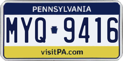 PA license plate MYQ9416