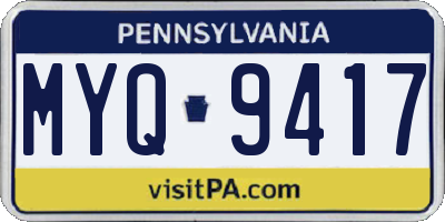PA license plate MYQ9417