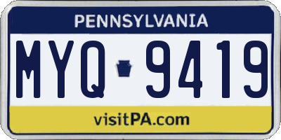 PA license plate MYQ9419