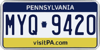 PA license plate MYQ9420