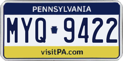 PA license plate MYQ9422
