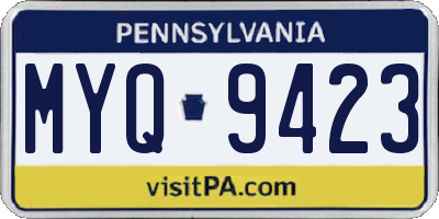 PA license plate MYQ9423