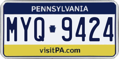 PA license plate MYQ9424