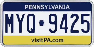 PA license plate MYQ9425