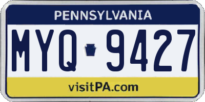 PA license plate MYQ9427