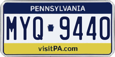 PA license plate MYQ9440