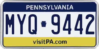 PA license plate MYQ9442