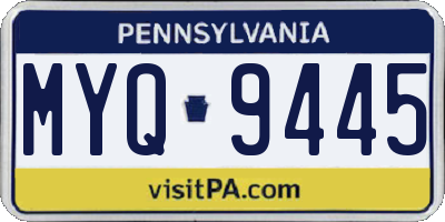 PA license plate MYQ9445