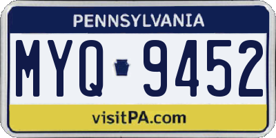 PA license plate MYQ9452