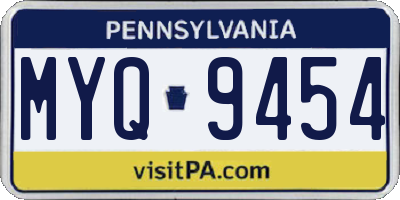 PA license plate MYQ9454