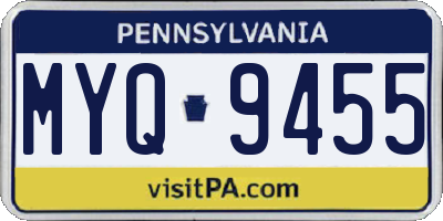 PA license plate MYQ9455
