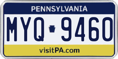 PA license plate MYQ9460