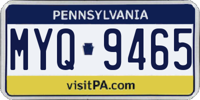 PA license plate MYQ9465