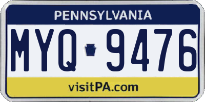 PA license plate MYQ9476