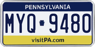 PA license plate MYQ9480