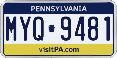 PA license plate MYQ9481