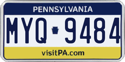 PA license plate MYQ9484