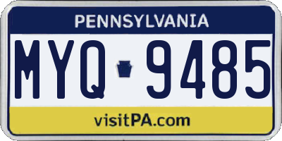 PA license plate MYQ9485