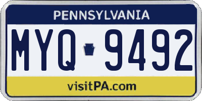 PA license plate MYQ9492