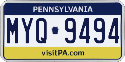PA license plate MYQ9494