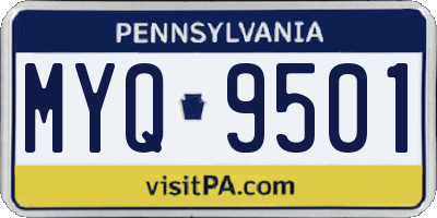 PA license plate MYQ9501