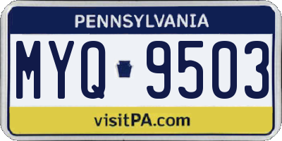 PA license plate MYQ9503