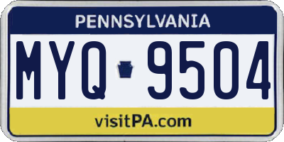 PA license plate MYQ9504