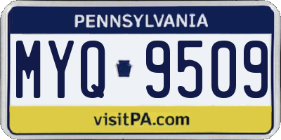 PA license plate MYQ9509