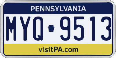 PA license plate MYQ9513