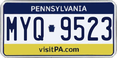 PA license plate MYQ9523