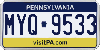 PA license plate MYQ9533