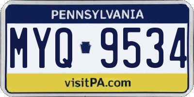 PA license plate MYQ9534