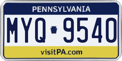 PA license plate MYQ9540