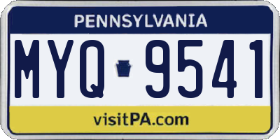 PA license plate MYQ9541