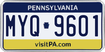 PA license plate MYQ9601