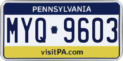 PA license plate MYQ9603