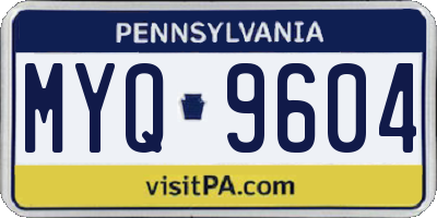 PA license plate MYQ9604