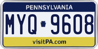 PA license plate MYQ9608