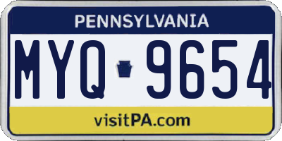 PA license plate MYQ9654