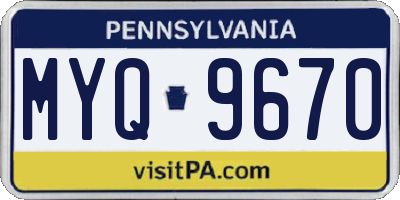PA license plate MYQ9670