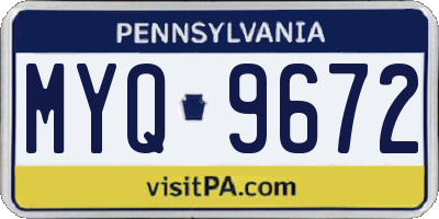 PA license plate MYQ9672
