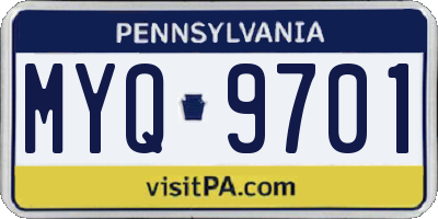 PA license plate MYQ9701