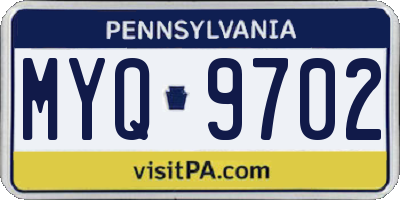 PA license plate MYQ9702