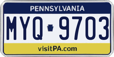 PA license plate MYQ9703