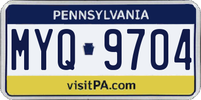 PA license plate MYQ9704