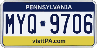 PA license plate MYQ9706