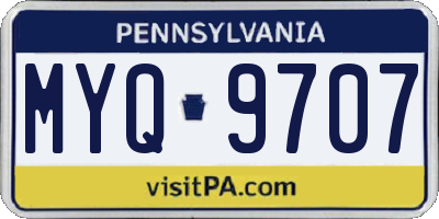 PA license plate MYQ9707