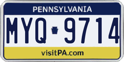 PA license plate MYQ9714