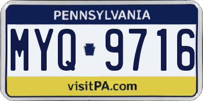 PA license plate MYQ9716