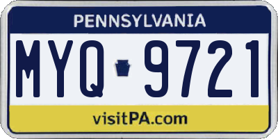 PA license plate MYQ9721